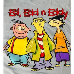 Ed Edd n Eddy Graphic T Shirt Cartoon Network Double Sided Print Blue Small